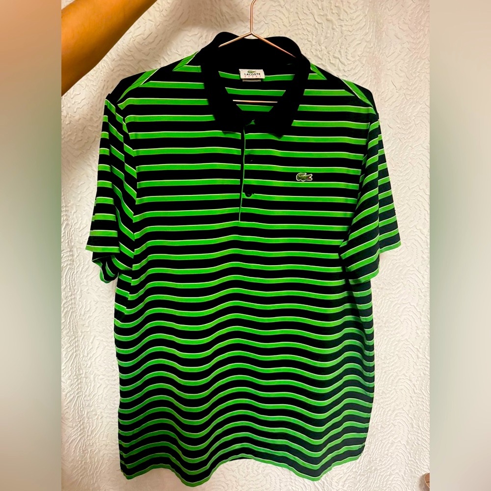 Lacoste Sport Black and Green Polo  (XL) 🏌🏻